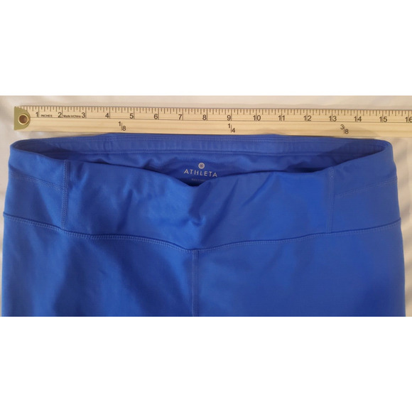 Athleta Womens Size Large Leggings Blue Zip Back Pocket Logo‎ Yoga Workout - Picture 11 of 14